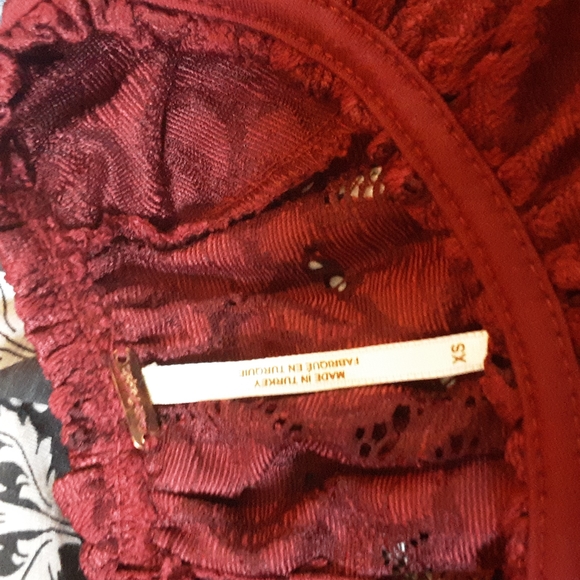 Free People Burgundy Lace Crop/Swing Top - Picture 5 of 5